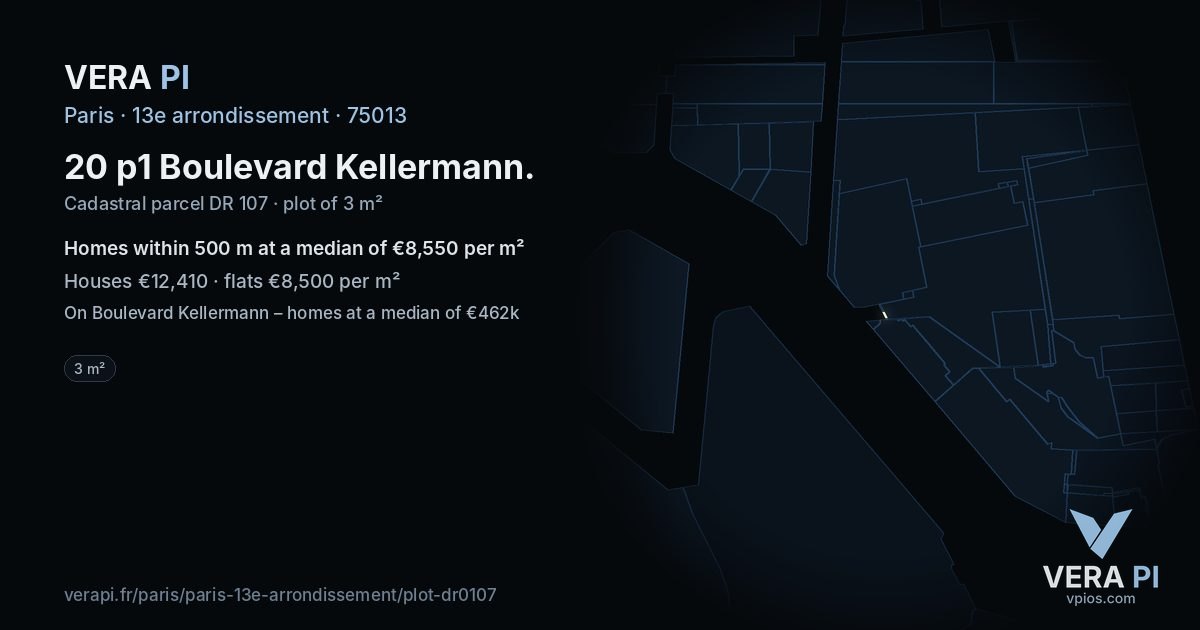20 p1 Boulevard Kellermann, 13e arrondissement at night – the plot lit, the parcels around coloured by the prices near them