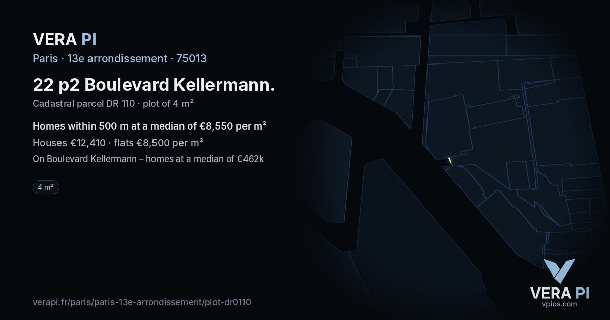 22 p2 Boulevard Kellermann, 13e arrondissement at night – the plot lit, the parcels around coloured by the prices near them