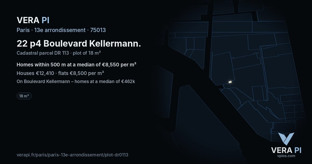 22 p4 Boulevard Kellermann, 13e arrondissement at night – the plot lit, the parcels around coloured by the prices near them