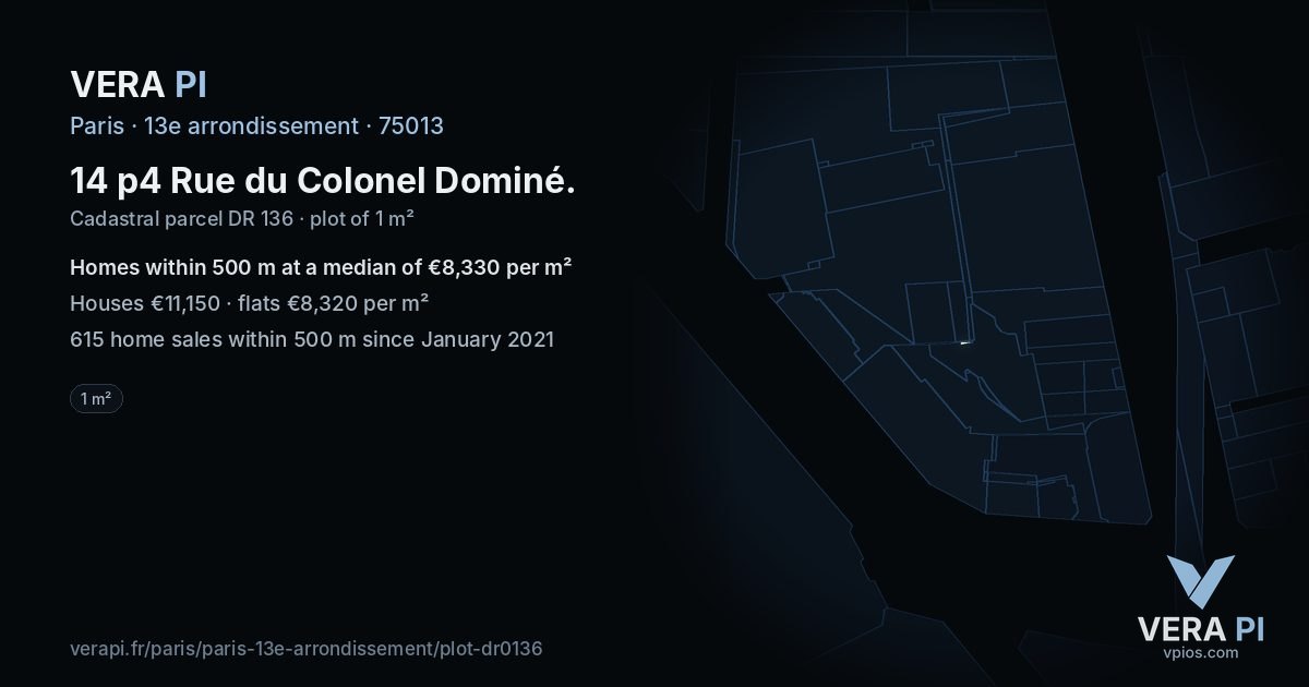 14 p4 Rue du Colonel Dominé, 13e arrondissement at night – the plot lit, the parcels around coloured by the prices near them