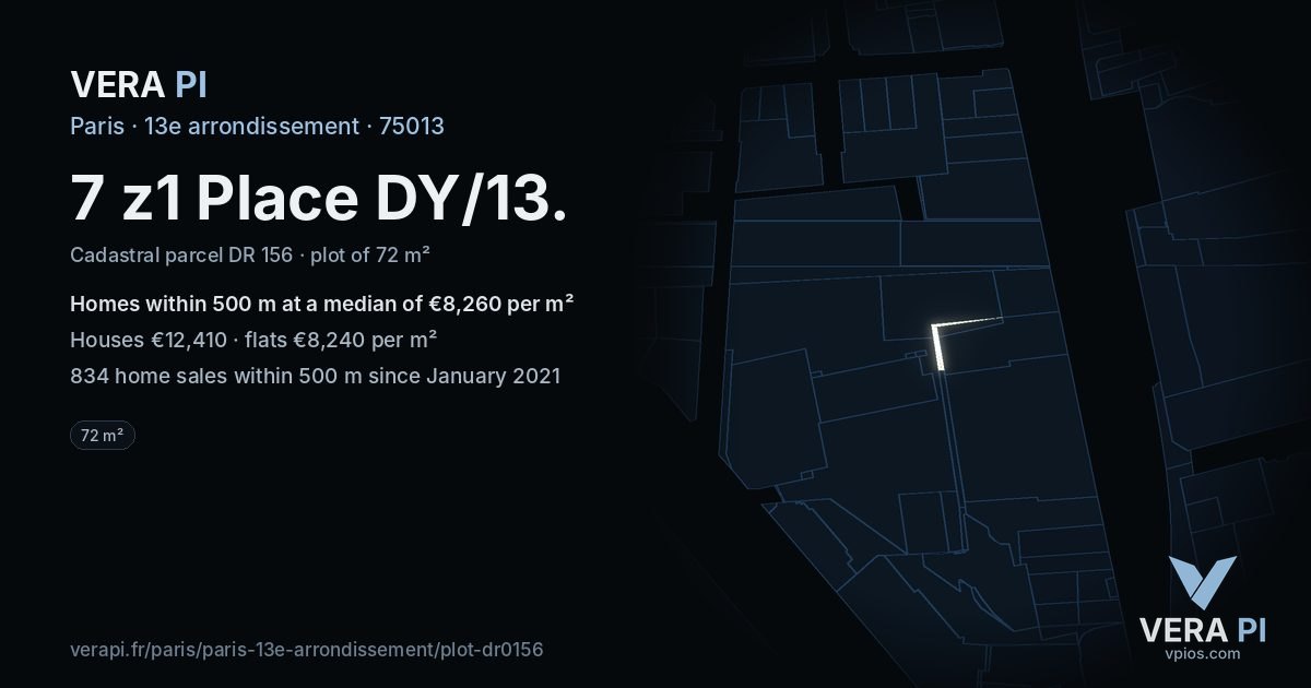 7 z1 Place DY/13, 13e arrondissement at night – the plot lit, the parcels around coloured by the prices near them