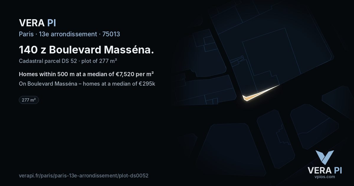 140 z Boulevard Masséna, 13e arrondissement at night – the plot lit, the parcels around coloured by the prices near them
