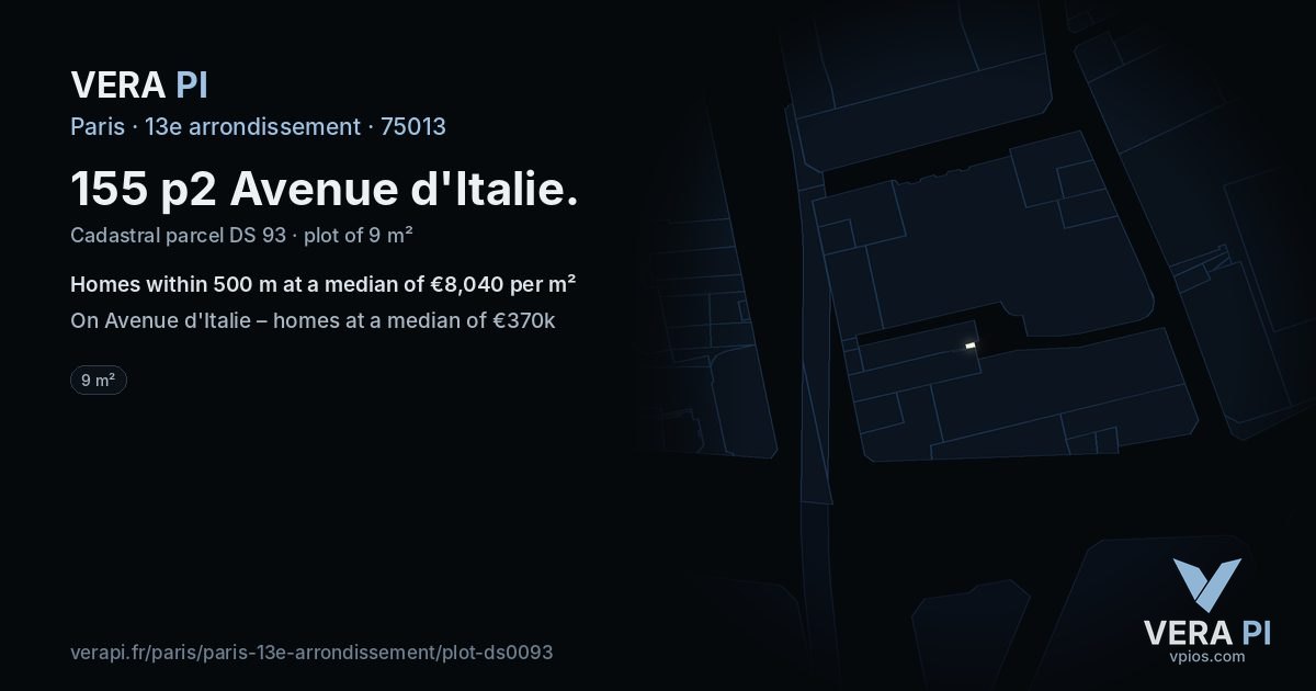 155 p2 Avenue d'Italie, 13e arrondissement at night – the plot lit, the parcels around coloured by the prices near them