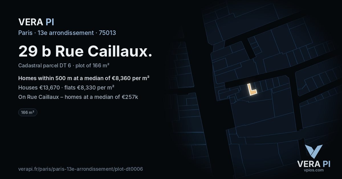29 b Rue Caillaux, 13e arrondissement at night – the plot lit, the parcels around coloured by the prices near them