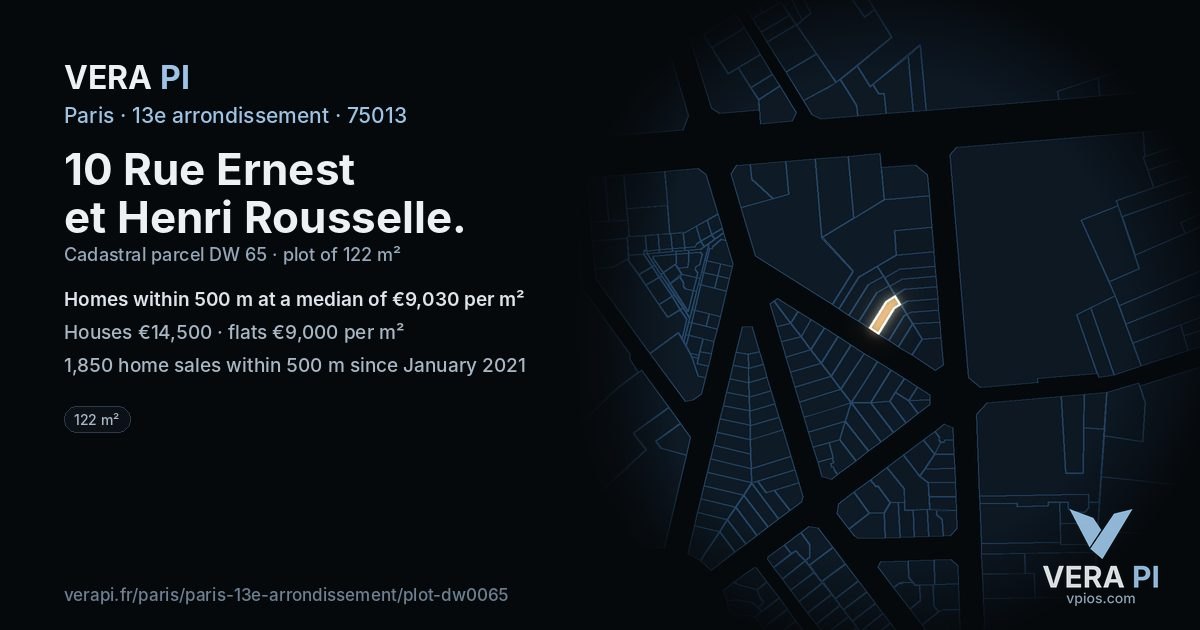 10 Rue Ernest et Henri Rousselle, 13e arrondissement at night – the plot lit, the parcels around coloured by the prices near them