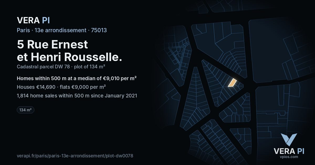5 Rue Ernest et Henri Rousselle, 13e arrondissement at night – the plot lit, the parcels around coloured by the prices near them
