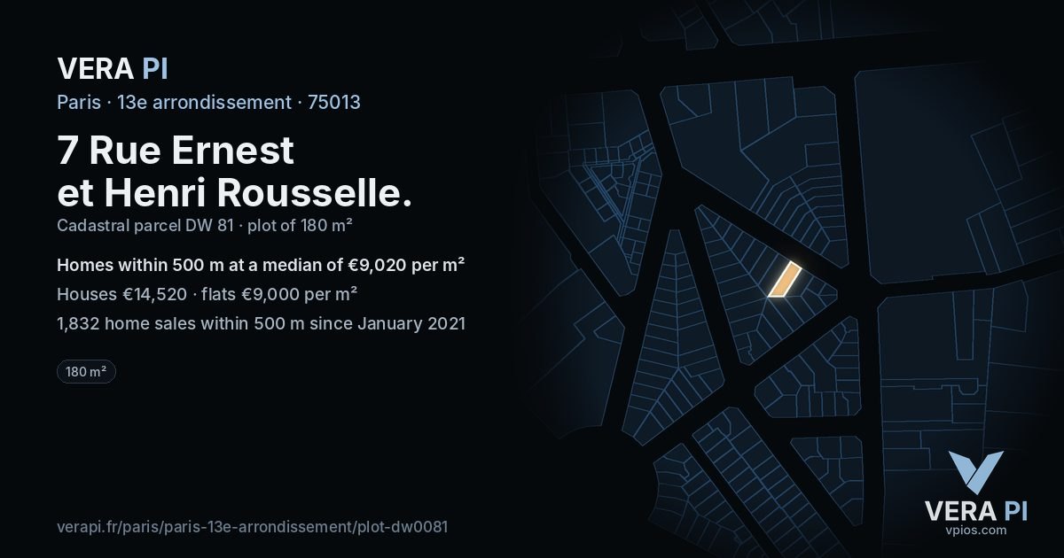 7 Rue Ernest et Henri Rousselle, 13e arrondissement at night – the plot lit, the parcels around coloured by the prices near them
