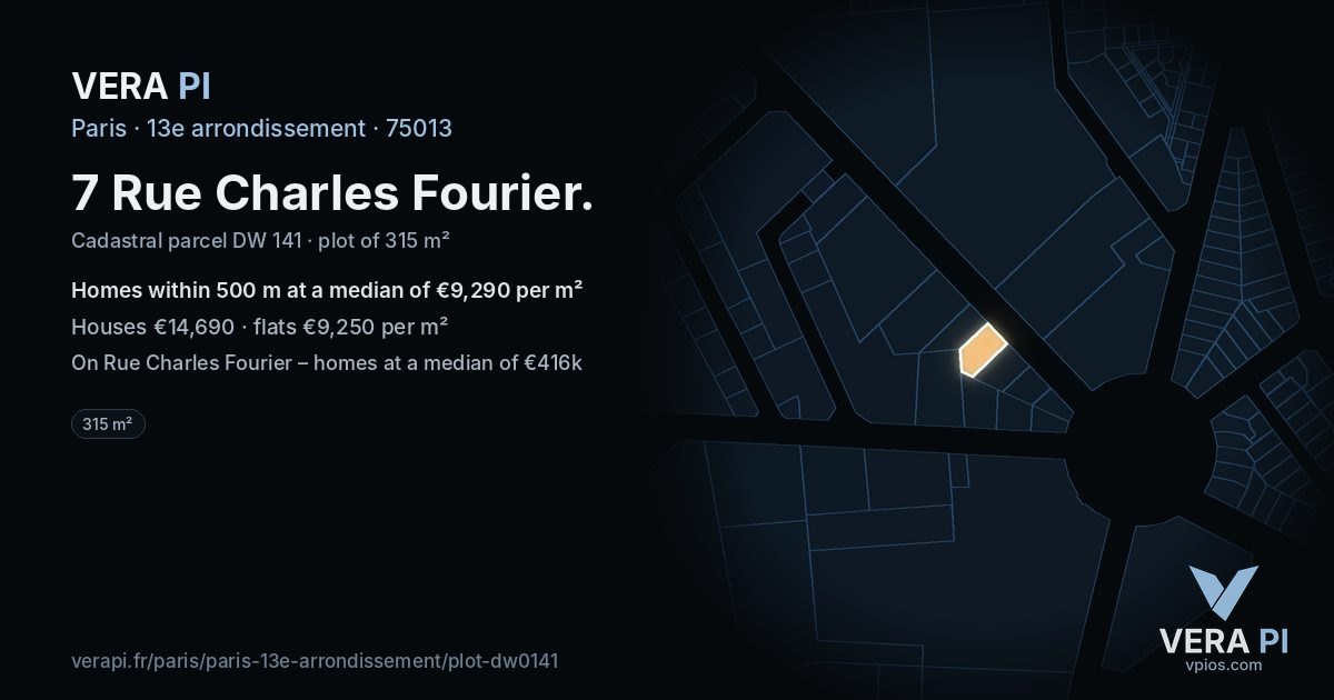 7 Rue Charles Fourier, 13e arrondissement at night – the plot lit, the parcels around coloured by the prices near them