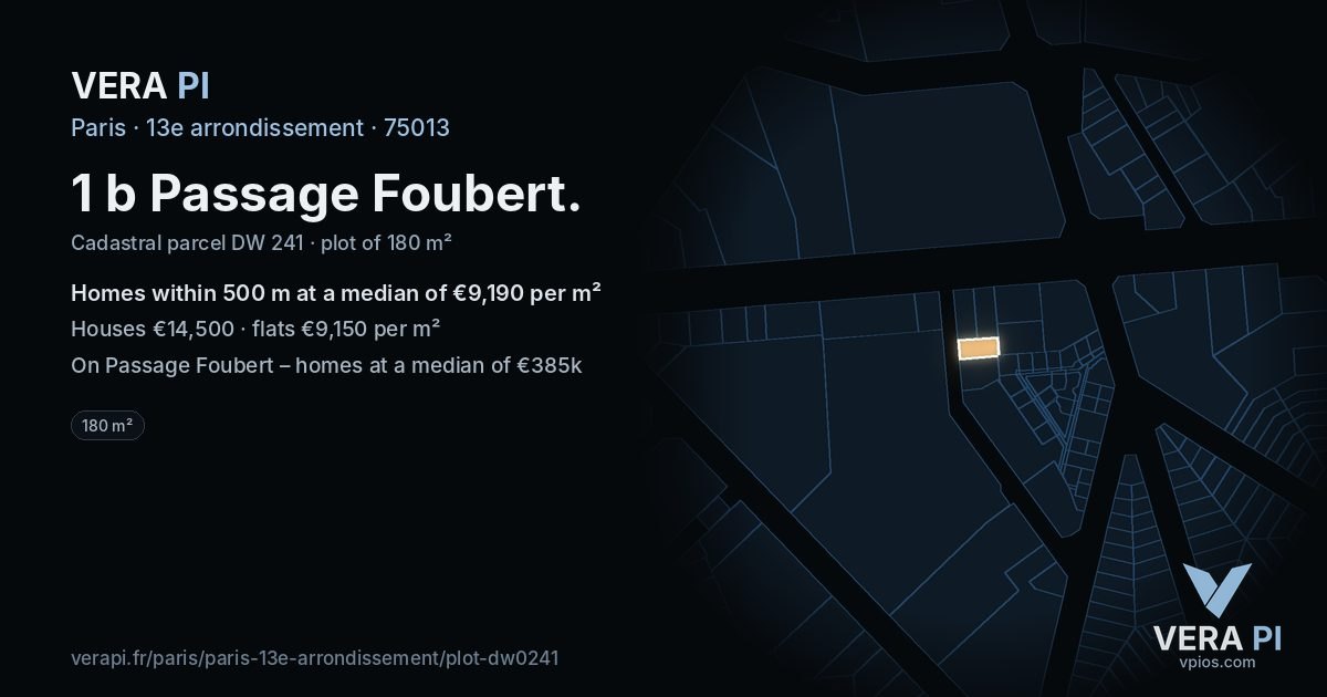 1 b Passage Foubert, 13e arrondissement at night – the plot lit, the parcels around coloured by the prices near them