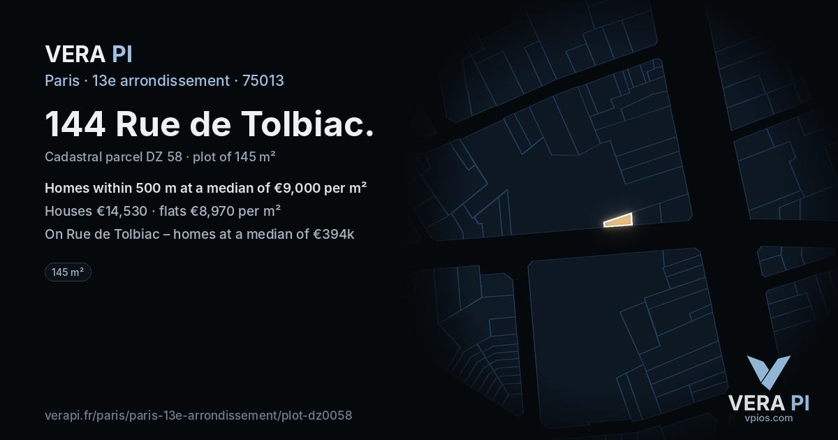 144 Rue de Tolbiac, 13e arrondissement at night – the plot lit, the parcels around coloured by the prices near them