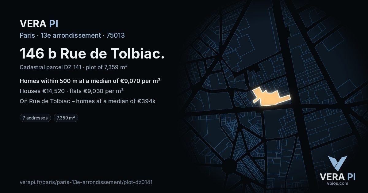 146 b Rue de Tolbiac, 13e arrondissement at night – the plot lit, the parcels around coloured by the prices near them