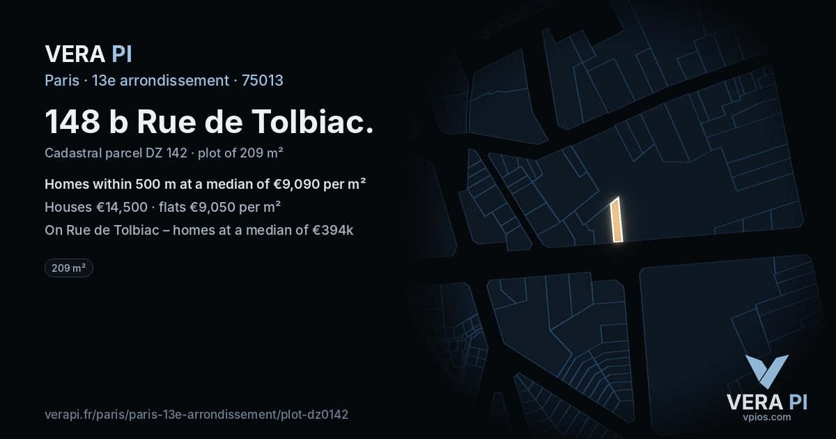 148 b Rue de Tolbiac, 13e arrondissement at night – the plot lit, the parcels around coloured by the prices near them