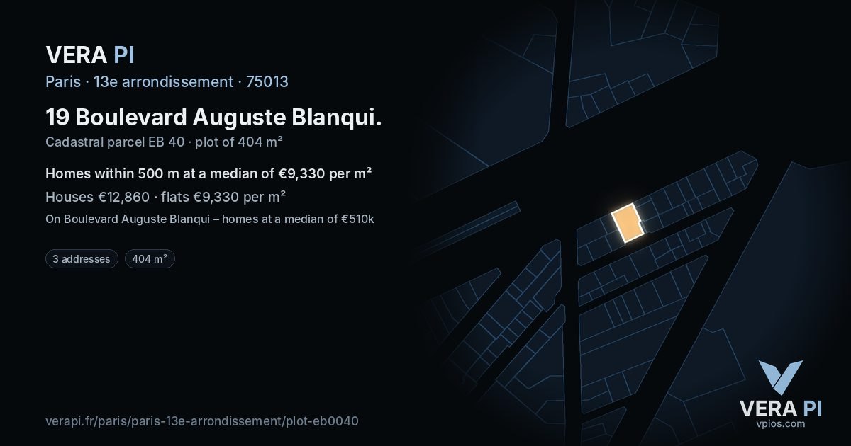 19 Boulevard Auguste Blanqui, 13e arrondissement at night – the plot lit, the parcels around coloured by the prices near them