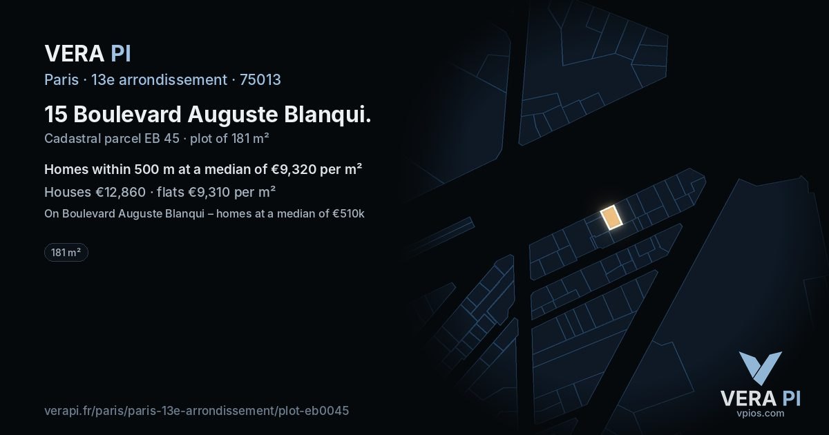 15 Boulevard Auguste Blanqui, 13e arrondissement at night – the plot lit, the parcels around coloured by the prices near them