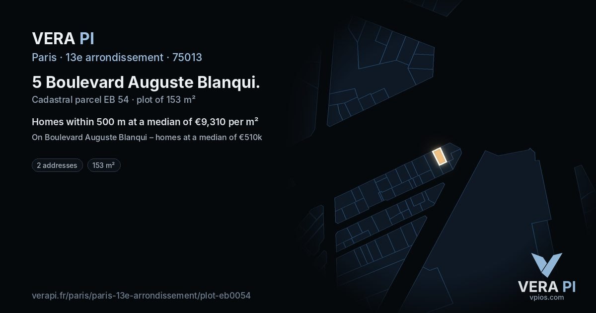 5 Boulevard Auguste Blanqui, 13e arrondissement at night – the plot lit, the parcels around coloured by the prices near them