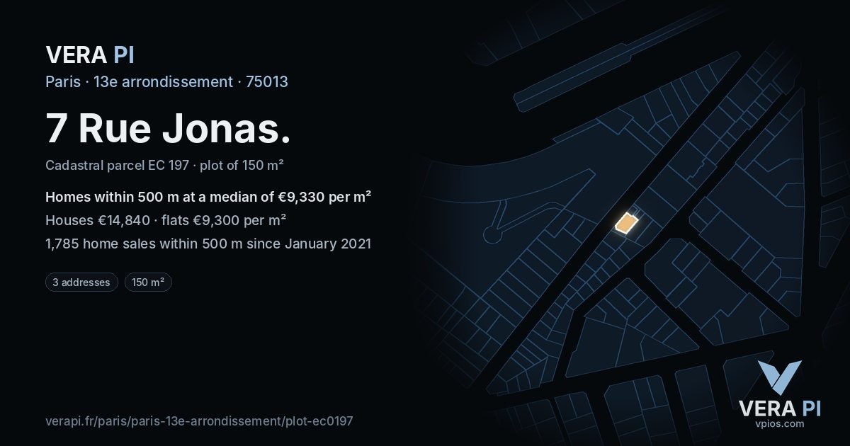 7 Rue Jonas, 13e arrondissement at night – the plot lit, the parcels around coloured by the prices near them