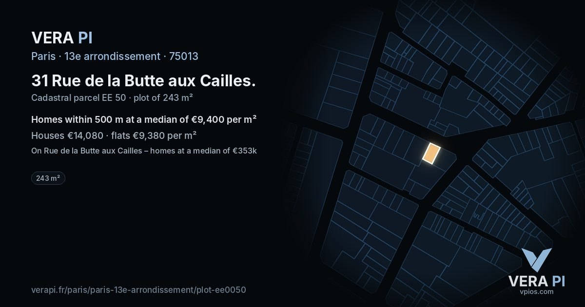 31 Rue de la Butte aux Cailles, 13e arrondissement at night – the plot lit, the parcels around coloured by the prices near them