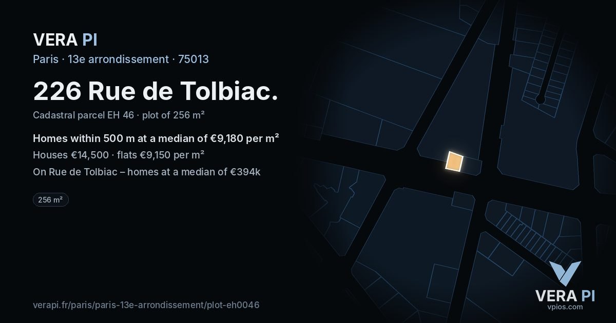 226 Rue de Tolbiac, 13e arrondissement at night – the plot lit, the parcels around coloured by the prices near them