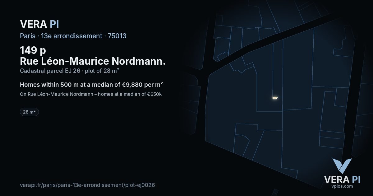 149 p Rue Léon-Maurice Nordmann, 13e arrondissement at night – the plot lit, the parcels around coloured by the prices near them