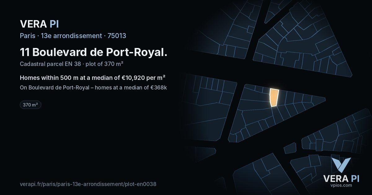 11 Boulevard de Port-Royal, 13e arrondissement at night – the plot lit, the parcels around coloured by the prices near them