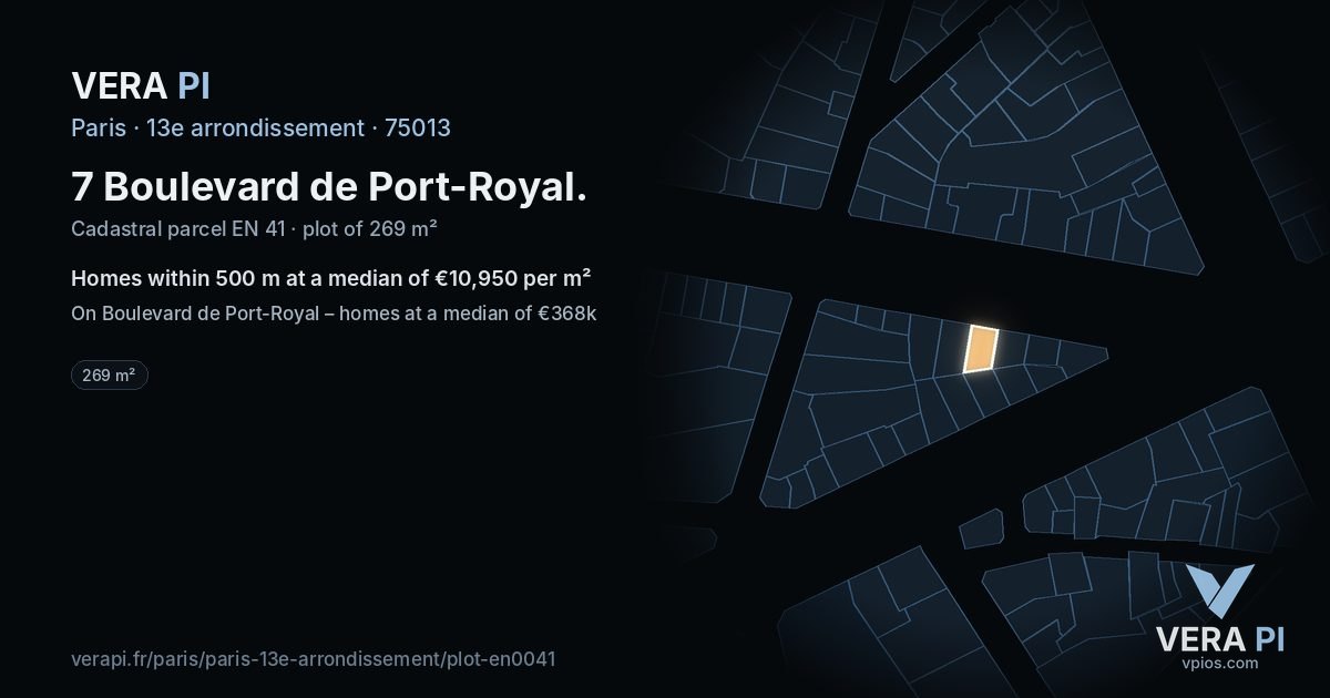7 Boulevard de Port-Royal, 13e arrondissement at night – the plot lit, the parcels around coloured by the prices near them