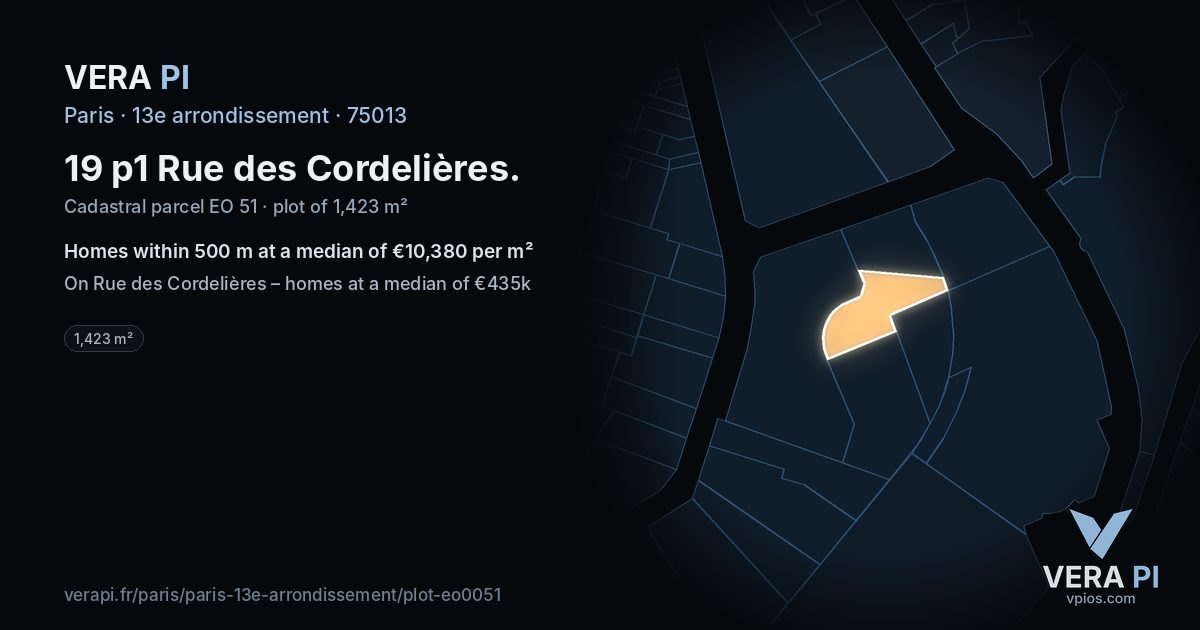19 p1 Rue des Cordelières, 13e arrondissement at night – the plot lit, the parcels around coloured by the prices near them