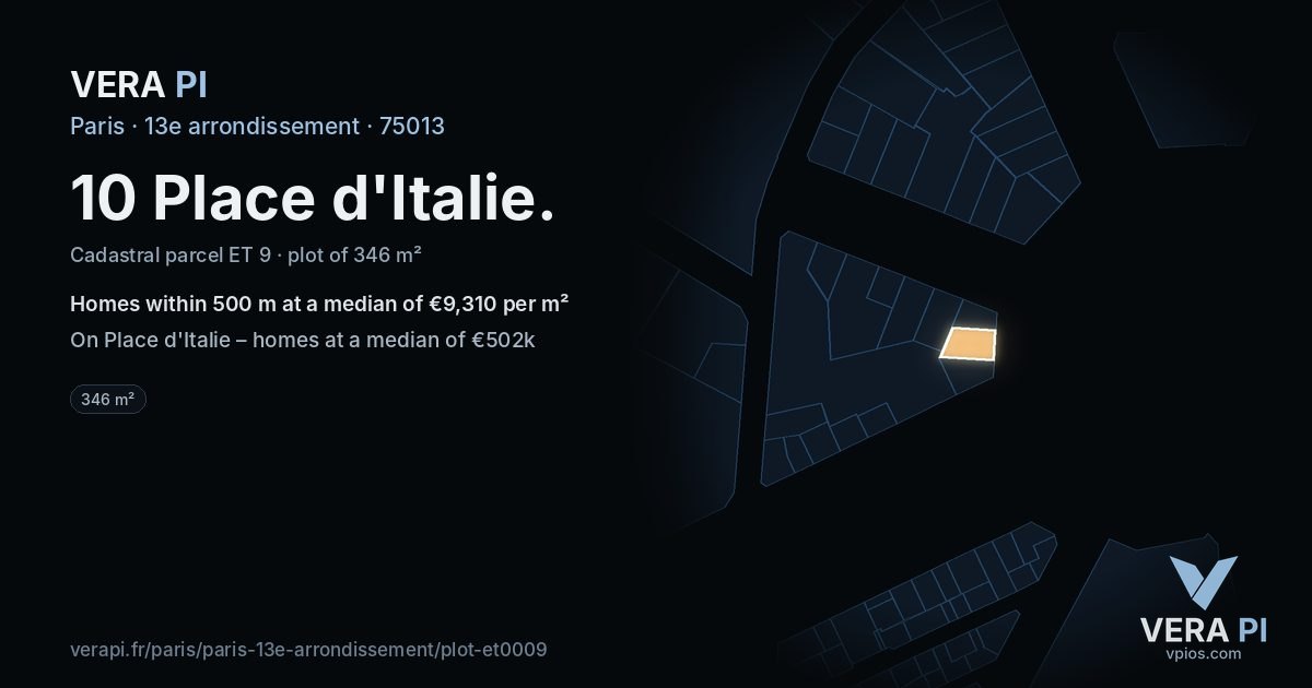 10 Place d'Italie, 13e arrondissement at night – the plot lit, the parcels around coloured by the prices near them