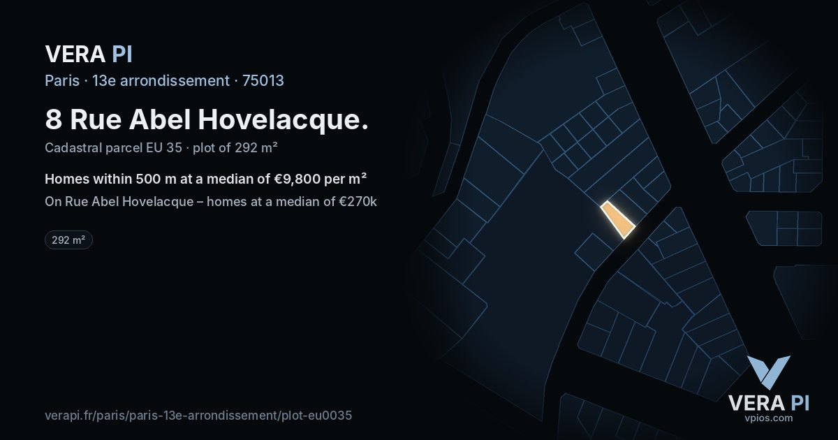 8 Rue Abel Hovelacque, 13e arrondissement at night – the plot lit, the parcels around coloured by the prices near them