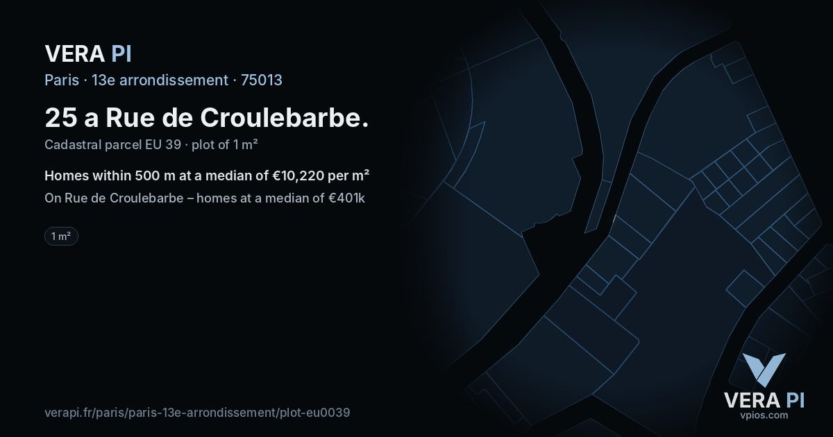 25 a Rue de Croulebarbe, 13e arrondissement at night – the plot lit, the parcels around coloured by the prices near them