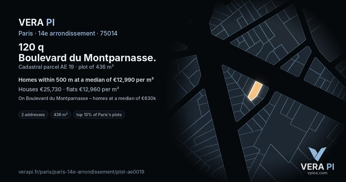 120 q Boulevard du Montparnasse, 14e arrondissement at night – the plot lit, the parcels around coloured by the prices near them