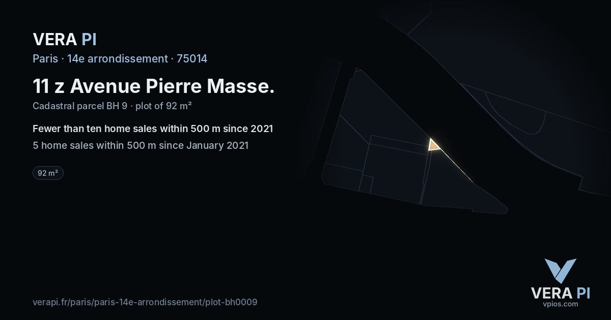 11 z Avenue Pierre Masse, 14e arrondissement at night – the plot lit, the parcels around coloured by the prices near them