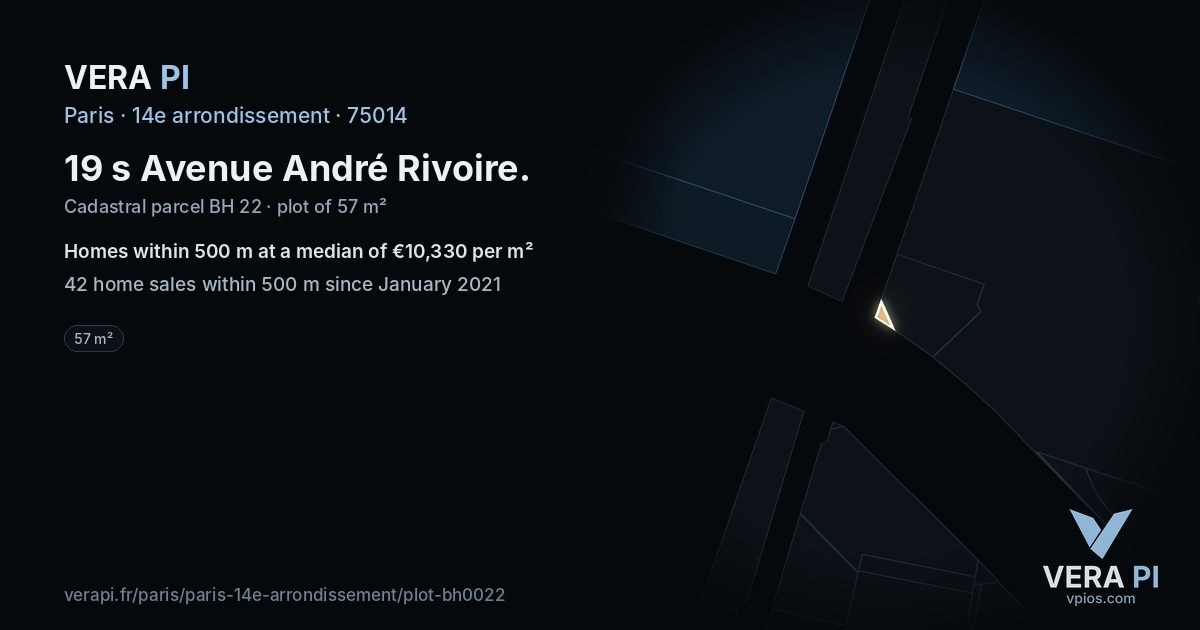 19 s Avenue André Rivoire, 14e arrondissement at night – the plot lit, the parcels around coloured by the prices near them