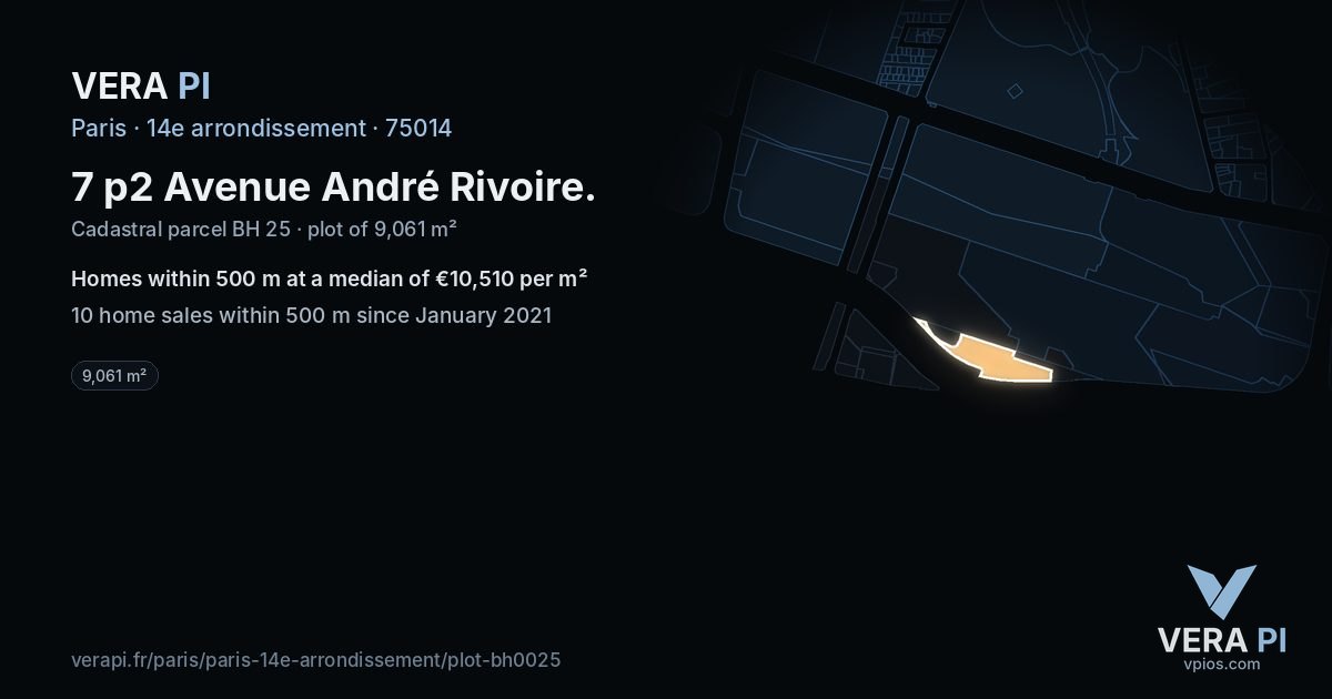 7 p2 Avenue André Rivoire, 14e arrondissement at night – the plot lit, the parcels around coloured by the prices near them