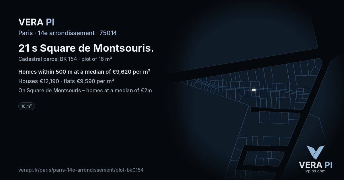 21 s Square de Montsouris, 14e arrondissement at night – the plot lit, the parcels around coloured by the prices near them