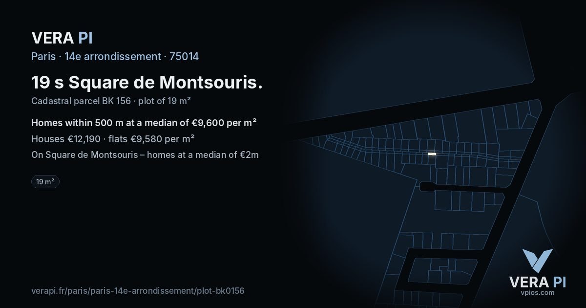 19 s Square de Montsouris, 14e arrondissement at night – the plot lit, the parcels around coloured by the prices near them