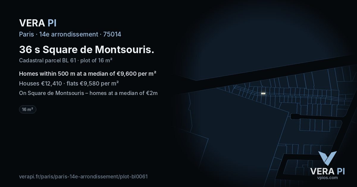 36 s Square de Montsouris, 14e arrondissement at night – the plot lit, the parcels around coloured by the prices near them