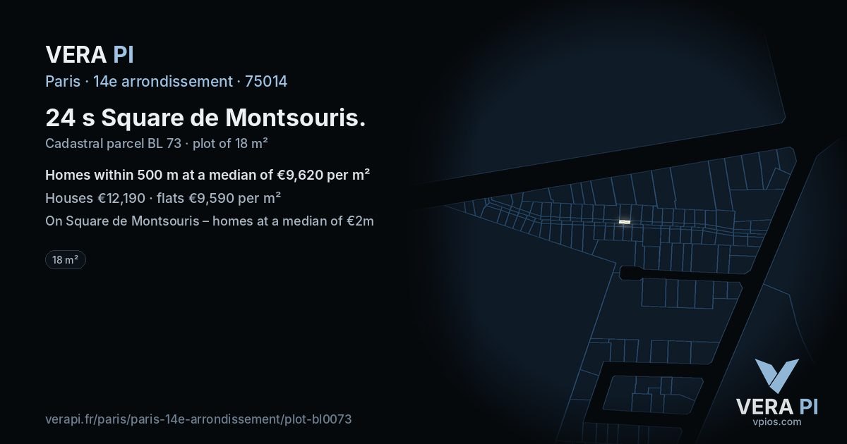 24 s Square de Montsouris, 14e arrondissement at night – the plot lit, the parcels around coloured by the prices near them