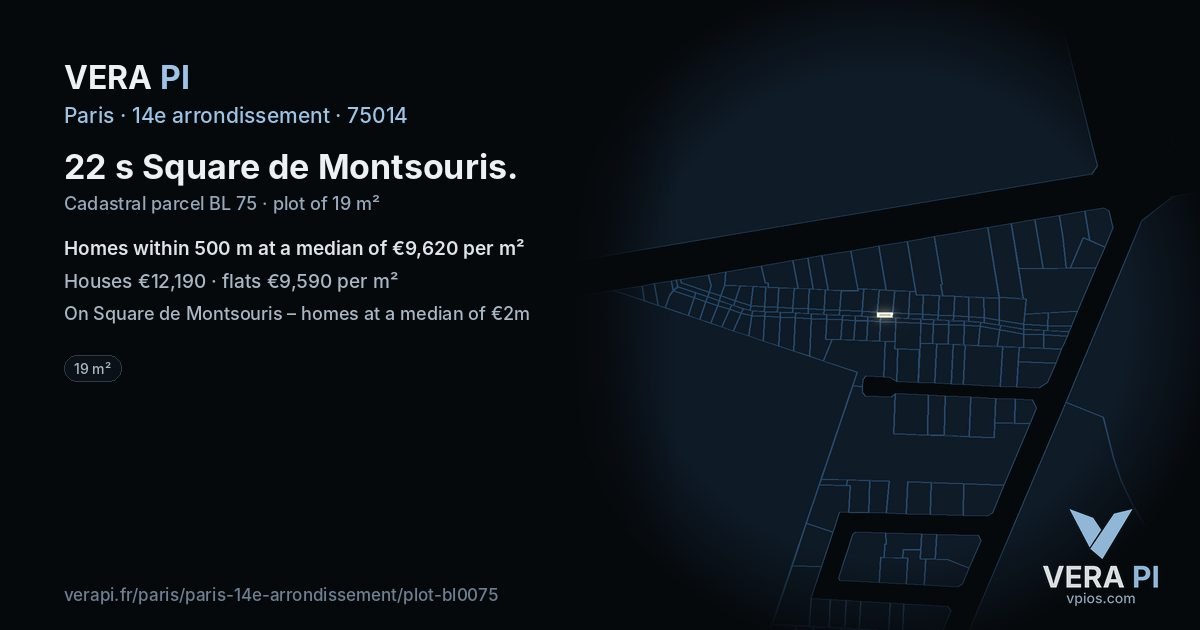 22 s Square de Montsouris, 14e arrondissement at night – the plot lit, the parcels around coloured by the prices near them