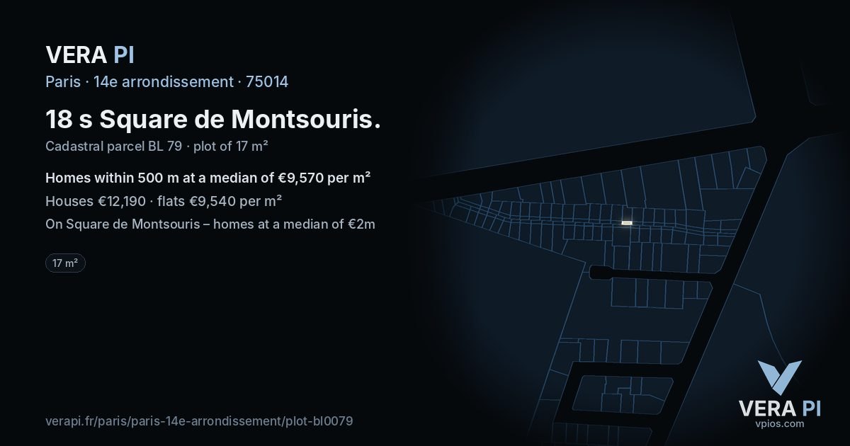 18 s Square de Montsouris, 14e arrondissement at night – the plot lit, the parcels around coloured by the prices near them