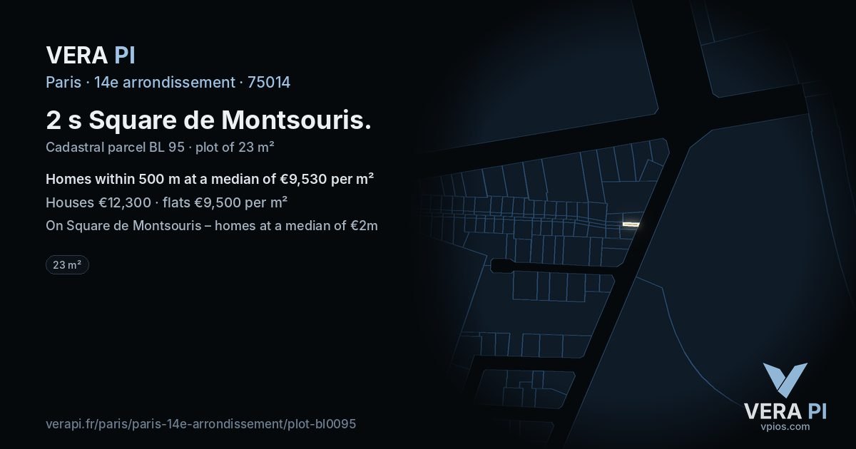 2 s Square de Montsouris, 14e arrondissement at night – the plot lit, the parcels around coloured by the prices near them