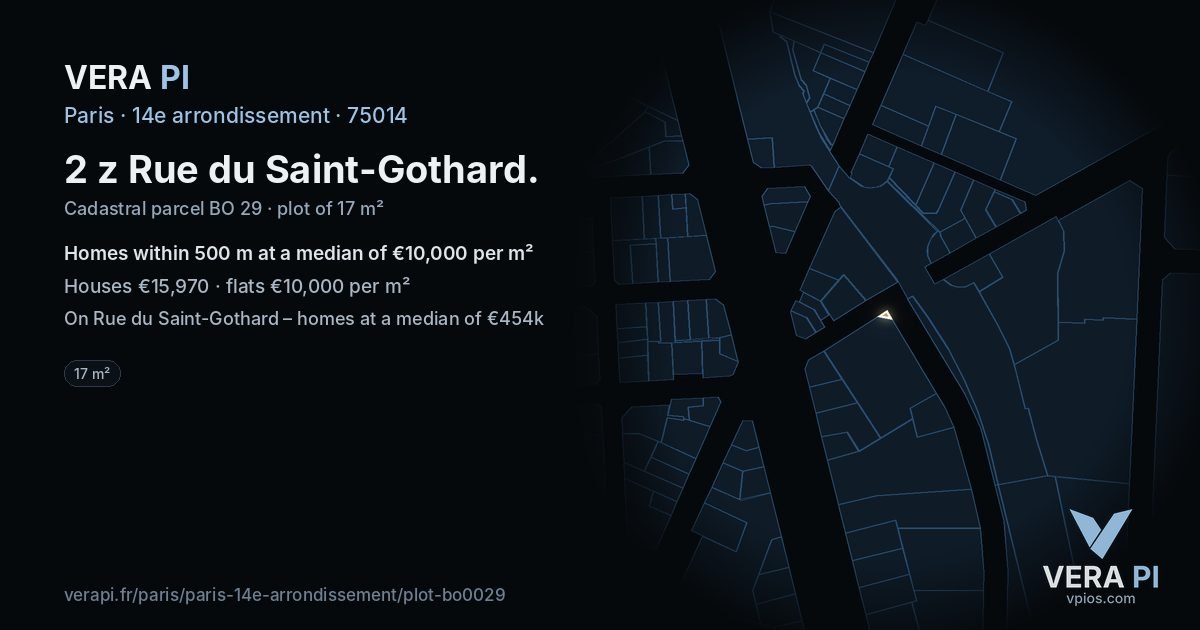 2 z Rue du Saint-Gothard, 14e arrondissement at night – the plot lit, the parcels around coloured by the prices near them