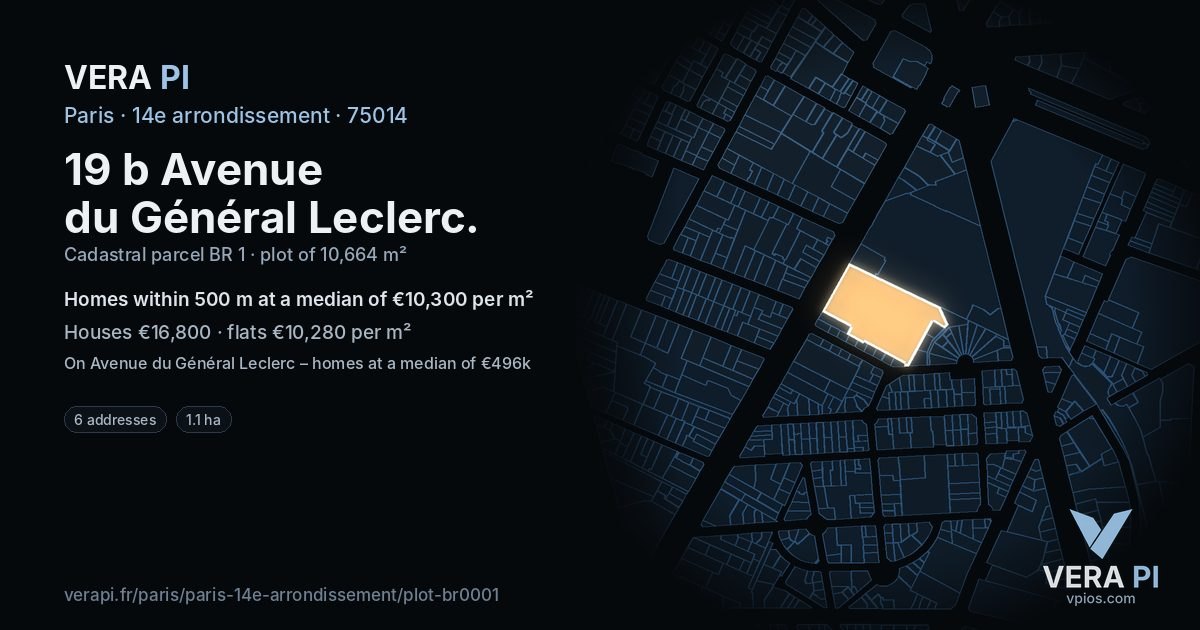 19 b Avenue du Général Leclerc, 14e arrondissement at night – the plot lit, the parcels around coloured by the prices near them