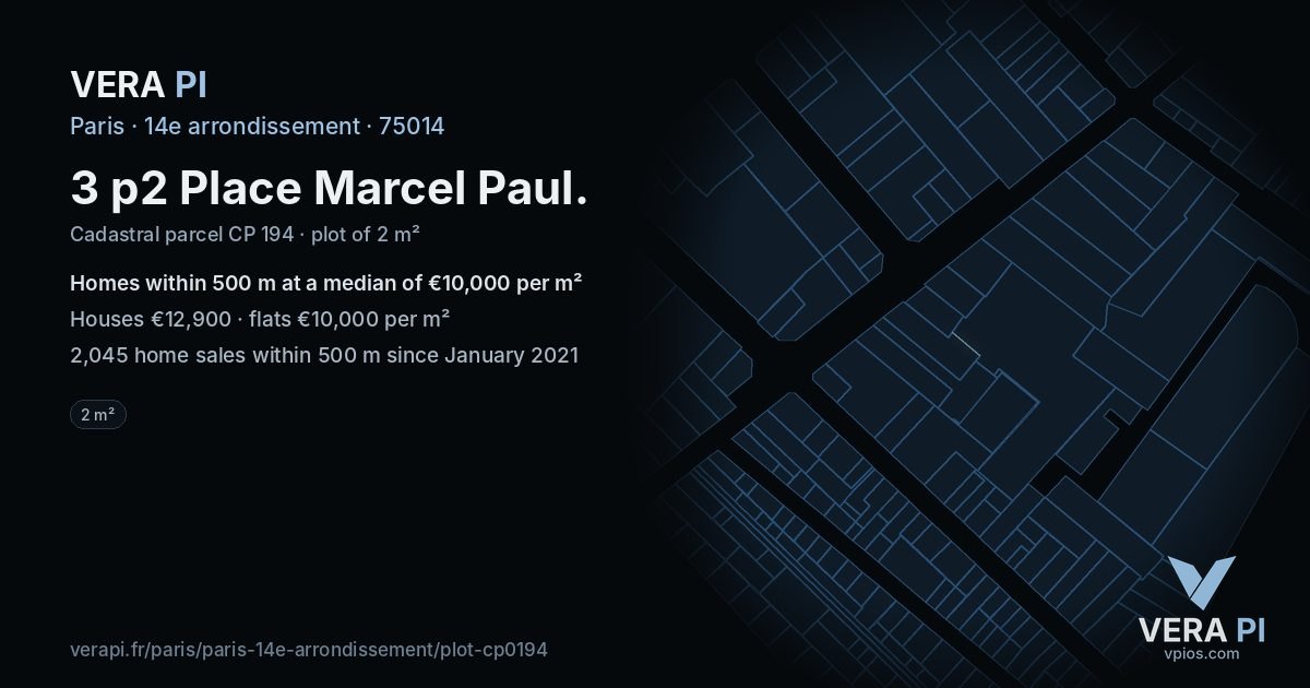 3 p2 Place Marcel Paul, 14e arrondissement at night – the plot lit, the parcels around coloured by the prices near them