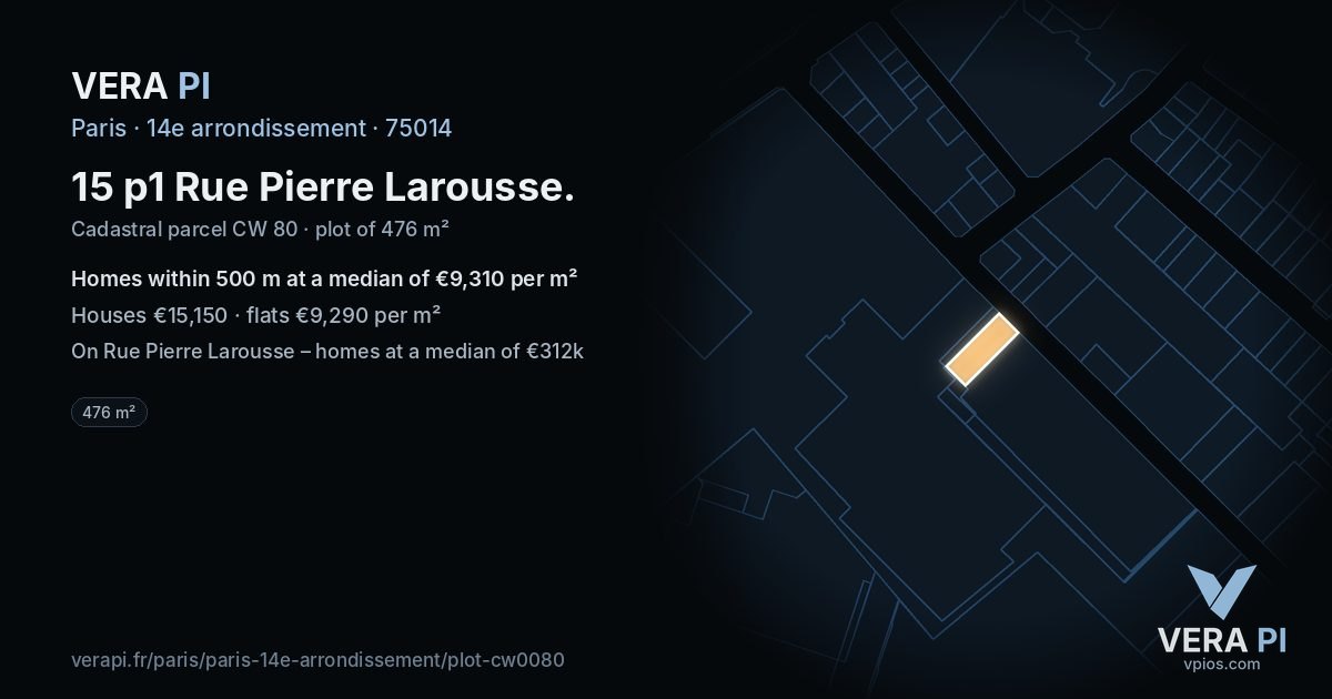 15 p1 Rue Pierre Larousse, 14e arrondissement at night – the plot lit, the parcels around coloured by the prices near them