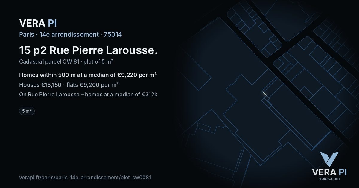 15 p2 Rue Pierre Larousse, 14e arrondissement at night – the plot lit, the parcels around coloured by the prices near them