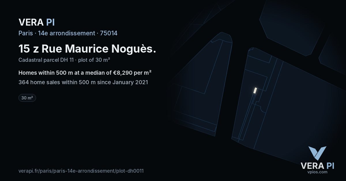 15 z Rue Maurice Noguès, 14e arrondissement at night – the plot lit, the parcels around coloured by the prices near them