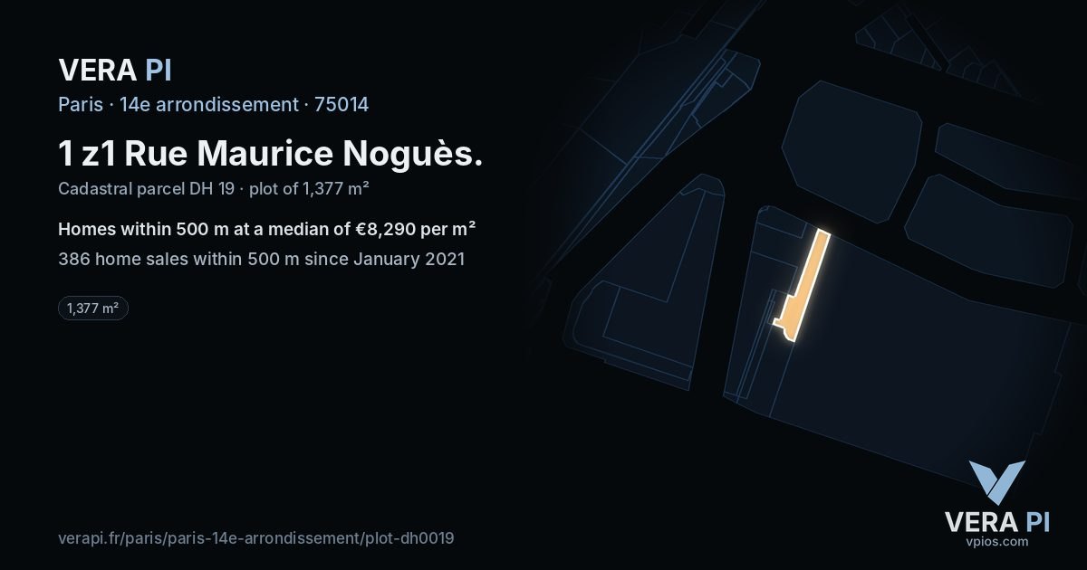 1 z1 Rue Maurice Noguès, 14e arrondissement at night – the plot lit, the parcels around coloured by the prices near them