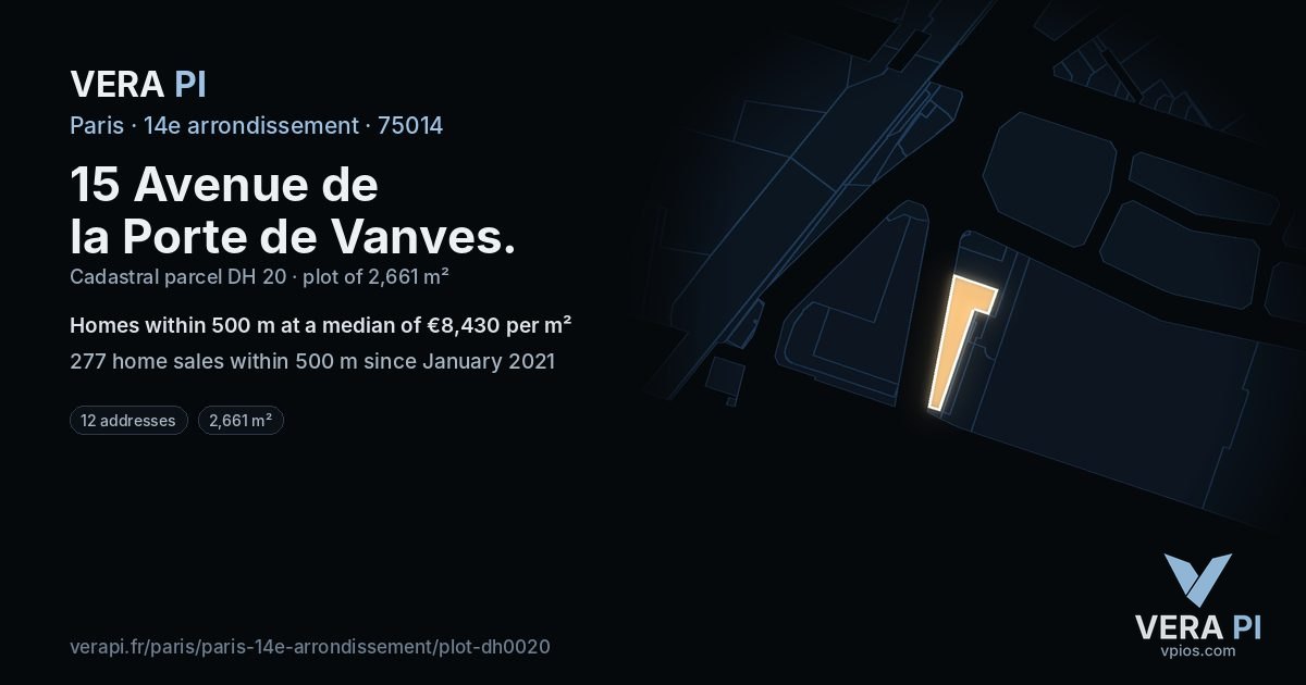 15 Avenue de la Porte de Vanves, 14e arrondissement at night – the plot lit, the parcels around coloured by the prices near them