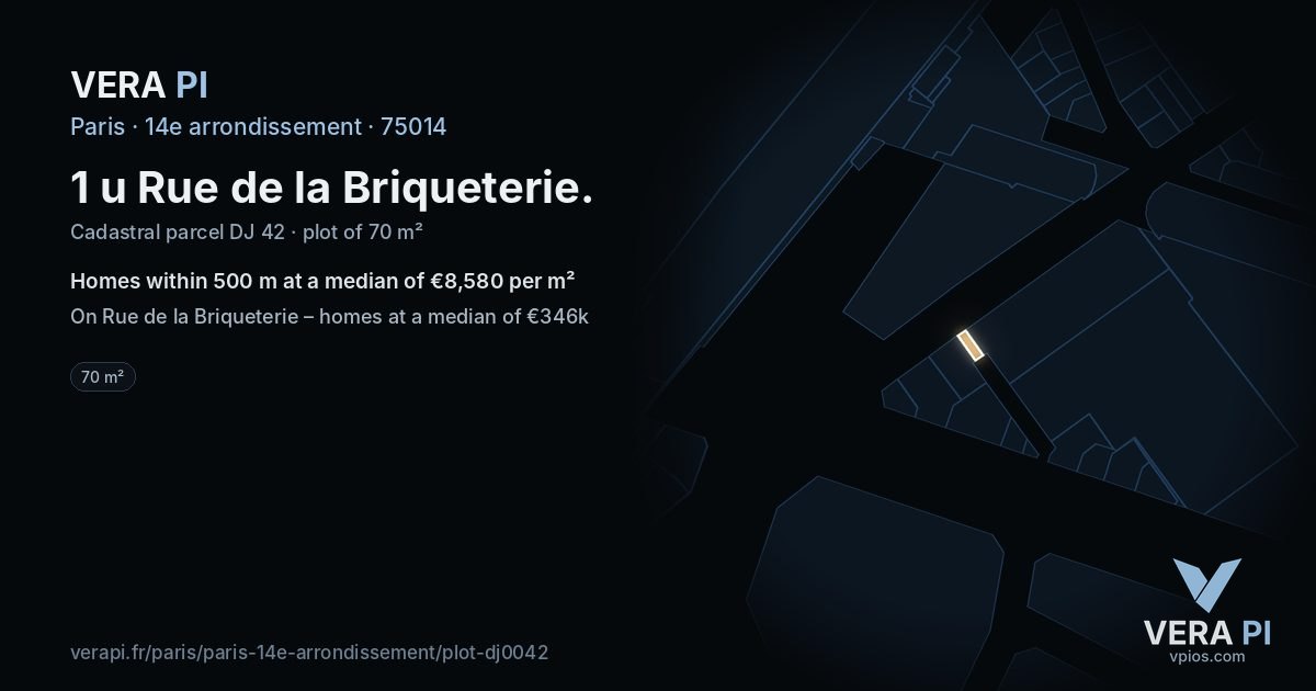 1 u Rue de la Briqueterie, 14e arrondissement at night – the plot lit, the parcels around coloured by the prices near them