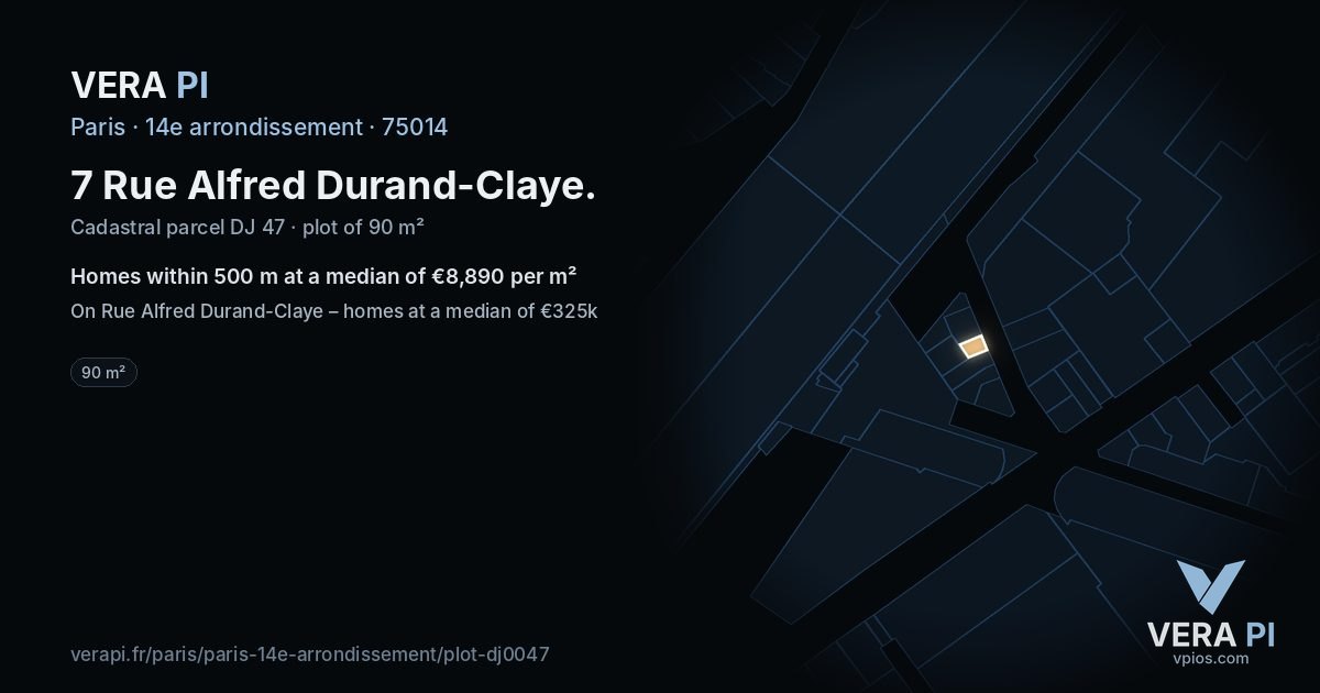 7 Rue Alfred Durand-Claye, 14e arrondissement at night – the plot lit, the parcels around coloured by the prices near them